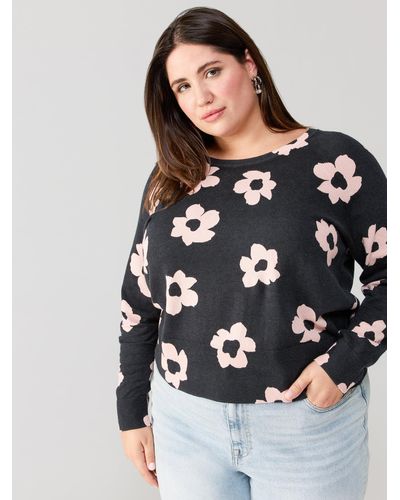 Sanctuary All Day Long Sweater Rose Smoke Flower Pop Inclusive Collection - Multicolor