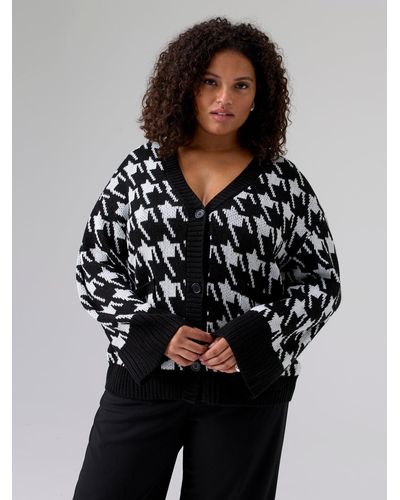 Sanctuary Warms My Heart Cardi Pulse Houndstooth Inclusive Collection - Black