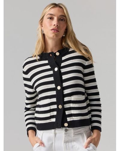 Sanctuary Knitted Sweater Jacket Chalk And Black Stripe - Gray