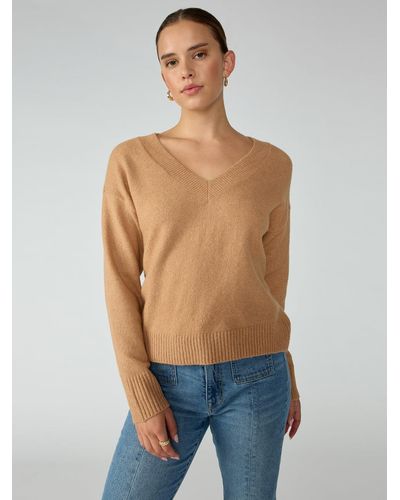 Sanctuary Easy Breezy V-neck Pullover Sweater Roasted Cappuccino - Blue