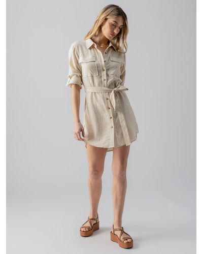 Sanctuary Pocket Shirt Dress Vineyard Stripe - Natural