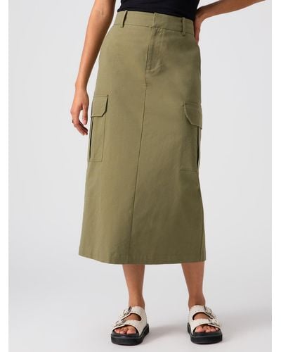 Sanctuary Essential Cargo Midi Skirt Burnt Olive - Green