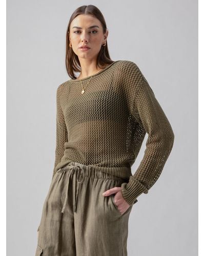 Sanctuary Open Knit Sweater Burnt Olive - Green