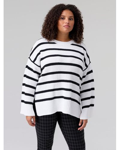 Sanctuary Stroll In The Snow Tunic Top Black Stripe Inclusive Collection - White