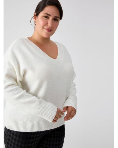 Sanctuary Easy Breezy V-neck Pullover Sweater Milk Inclusive Collection - Gray