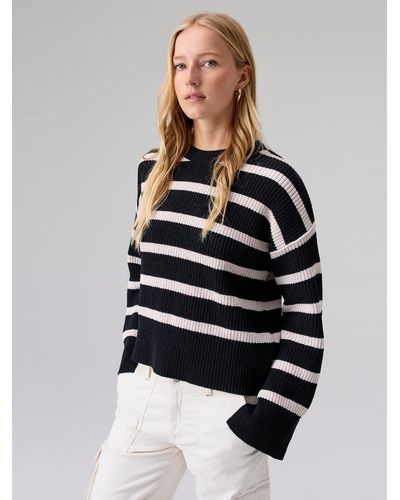 Sanctuary Chilly Out Chenille Sweater Black Toasted Stripe - White