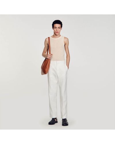 Sandro Pantalon en lin et coton - Blanc