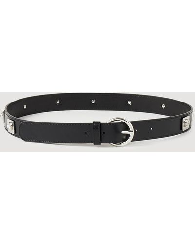 Sandro Leather Belt With Rivets - Black
