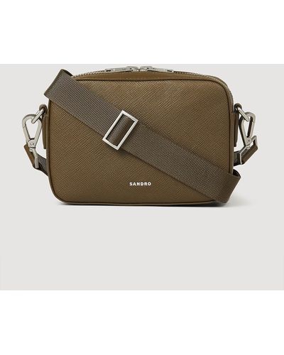 Sandro Small Saffiano Leather Bag - Natural