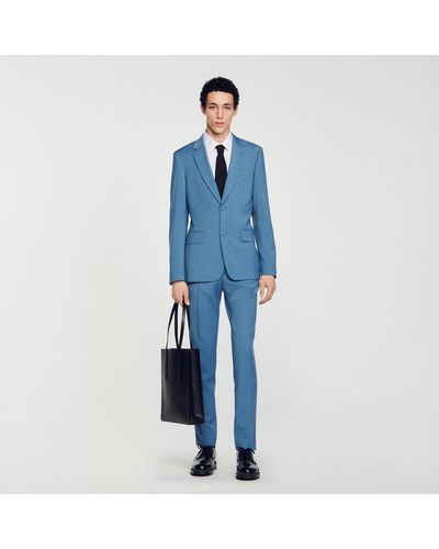 Sandro Wool Suit Jacket - Blue