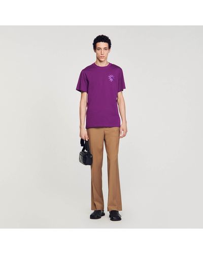 Sandro Cotton Flower T-Shirt - Purple