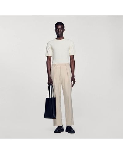 Sandro Wide-Leg Trousers - Natural
