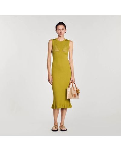 Sandro Knit Midi Dress - Yellow
