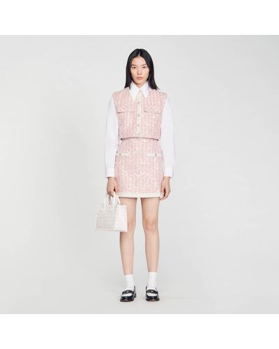 Sandro Short Tweed Skirt - Pink