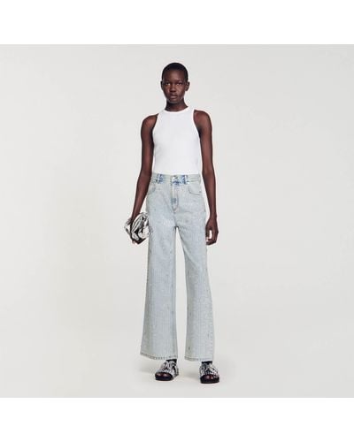 Sandro Rhinestone-Embellished Jeans - White