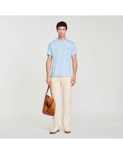 Sandro T-Shirt With Square Cross Patch - Blue