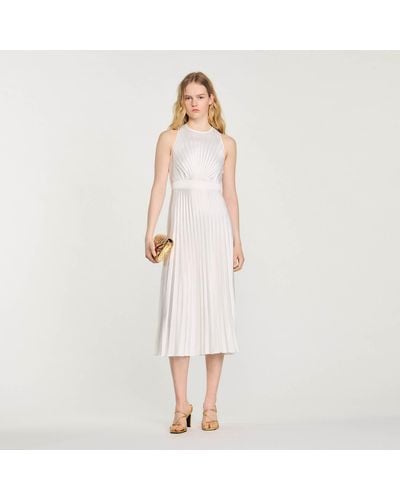 Sandro Pleated Maxi Dress - White