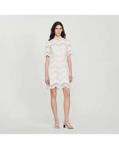 Sandro Short Guipure Dress - White