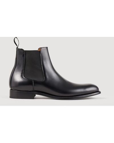 Sandro Leather Chelsea Ankle Boots - Black