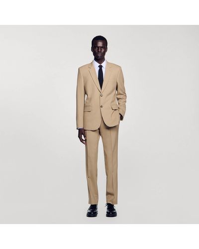 Sandro Wool Suit Jacket - Natural