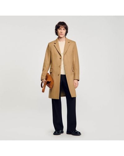 Sandro Wool Broadcloth Coat - Natural