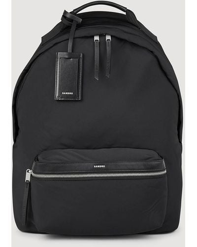 Sandro Canvas And Leather Backpack - Black