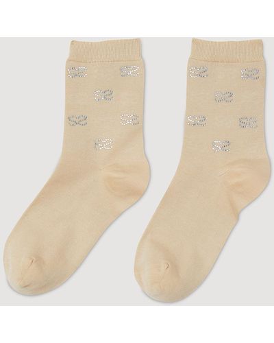 Sandro Double S Rhinestone Socks - White