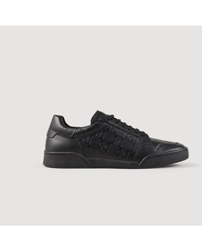 Sandro Sneakers en cuir embossé square cross - Noir