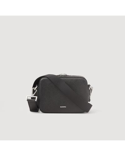 Sandro Small Saffiano Leather Bag - Black