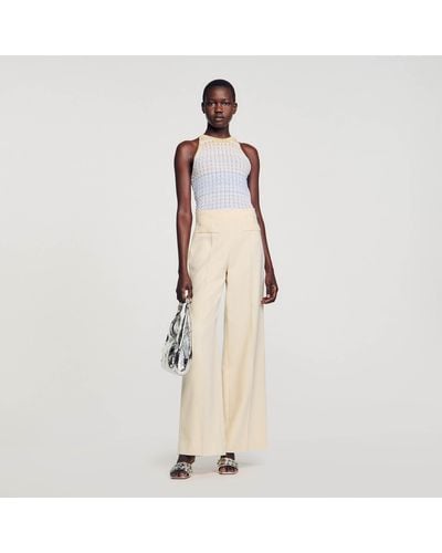 Sandro Wide-Leg Trousers With Darts - Natural