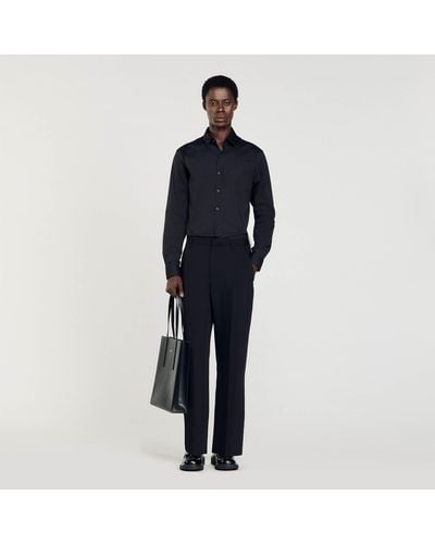 Sandro Fitted Stretch Cotton Shirt - Black