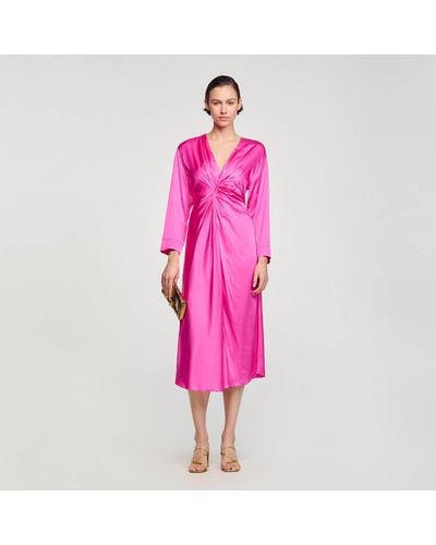 Sandro Draped Maxi Dress - Pink
