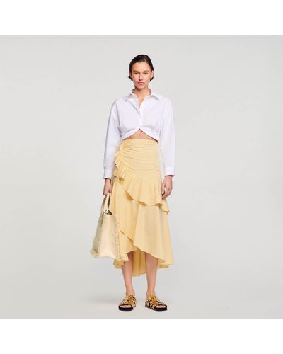 Sandro Cropped Shirt With Twist - Natural
