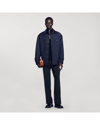 Sandro Oversized Quilted Shirt - Blue