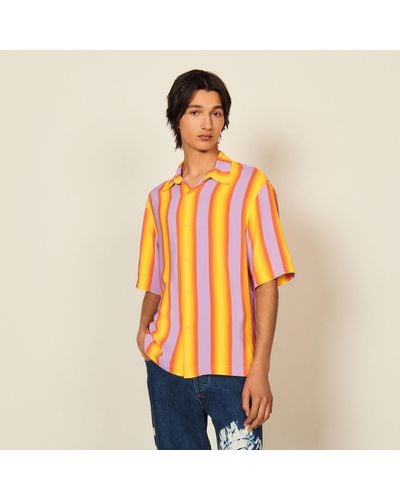 Sandro Striped Flowing Shirt - Orange