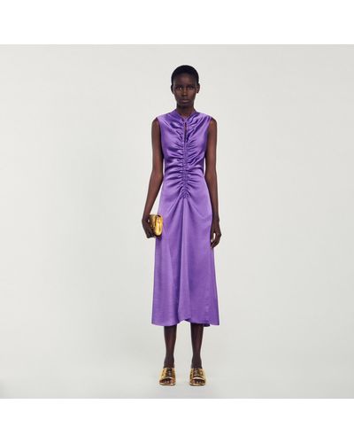 Sandro Robe mi-longue satinée - Violet