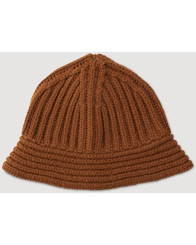 Sandro Knit Bucket Hat - Brown