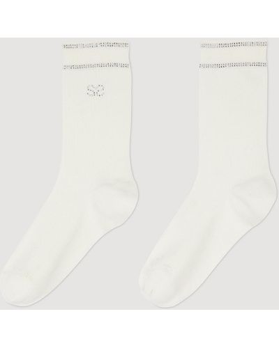 Sandro Rhinestone Socks - White