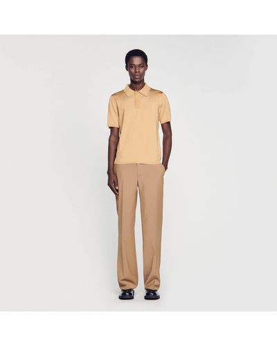 Sandro Short-Sleeve Knitted Polo Shirt - Natural