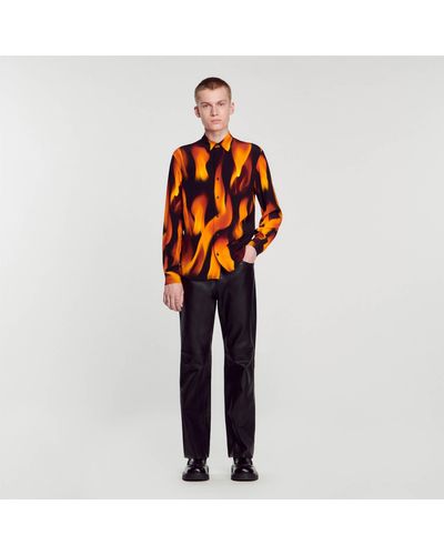 Sandro Flame Pattern Shirt - Orange
