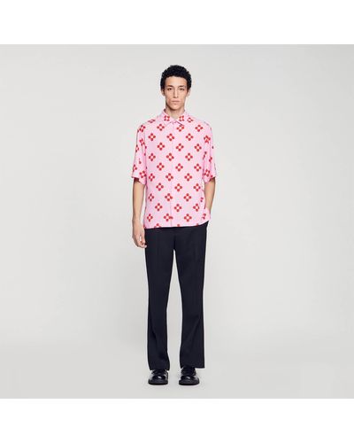 Sandro Cross Flower Short-Sleeved Shirt - Pink