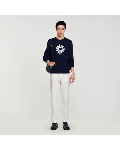 Sandro Jacquard Flower Jumper - Blue