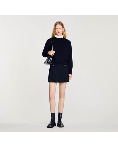 Sandro Knitted Jumper With High Neck - Black