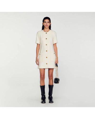 Sandro Robe courte en tweed - Blanc