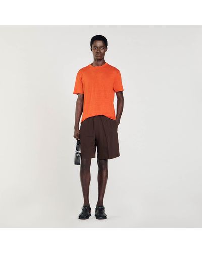 Sandro T-shirt en lin certifié - Orange