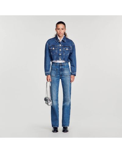 Sandro Veste courte en jean - Bleu