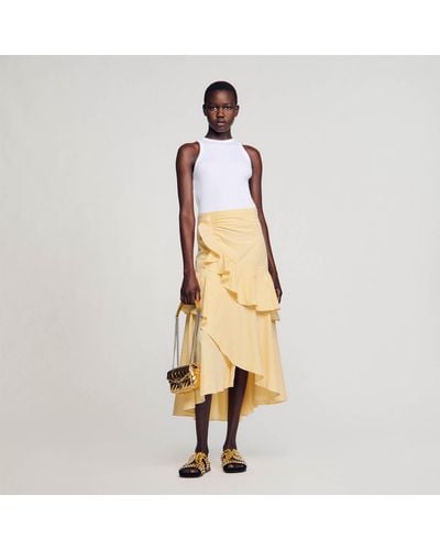 Sandro Long Asymmetrical Skirt - Yellow