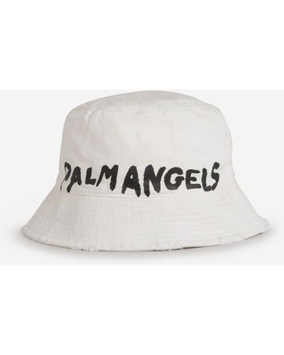 Palm Angels Sombrero de pescador con logotipo impreso - Blanco