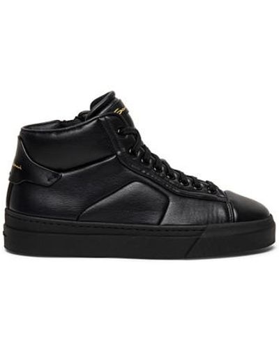 Santoni Leather Sneaker Schwarz, Größe