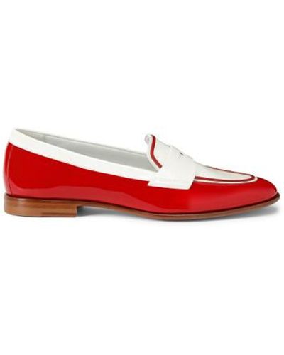 Santoni Rot-Weiße Penny-Loafer Für Damen Aus Lackleder, Größe